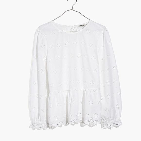 Madewell Eyelet Keyhole Peplum Top - Picture 5 of 6